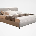Modern Double Bed With Grey Upholstered Headboard White Sheets And Brown Blanket For Minimalist Bedroom