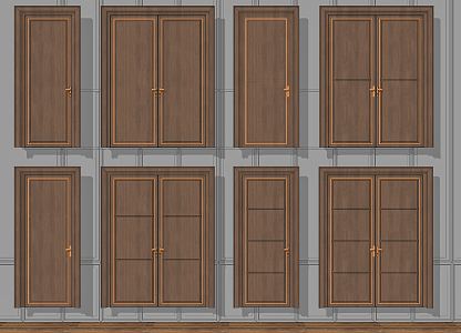 Modern double-door single-door combination solid wood door set door entry door bedroom door security door 3d model