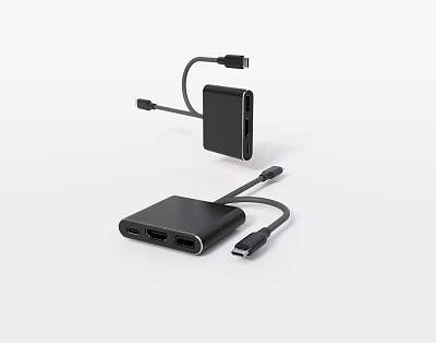 Black USB C Multiport Hub Adapter with HDMI and USB Ports for Phones Laptops 3d model