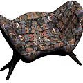 Stylish Cartoon Patterned Fabric Chair With Unique Design And Black Legs