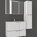 Modern White Bathroom Vanity With Mirror And Storage Cabinets Interior Design