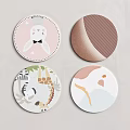 Round Rugs With Cute Animals And Geometric Patterns For Home Decor 3d model