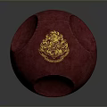 Red Velvet Decorative Ball With Golden Crest Design For Home Decor Accessory