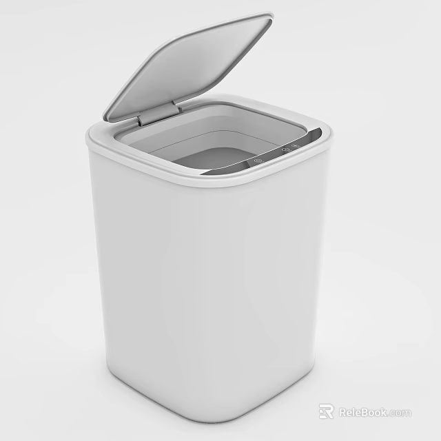 Modern White Trash Can With Flip Lid And Smooth Surface For Home Use 3d model 