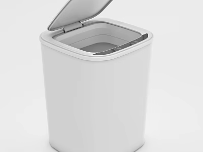 Modern White Trash Can With Flip Lid And Smooth Surface For Home Use 3d model