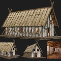 Ancient Traditional Building With Thatched Roof Wooden Frames And Interior Details
