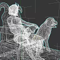 Classical Game Movie Character Stone Statue Sitting on Chair With Dog