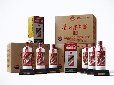 Modern Wine Bottle Maotai Liquor Wine Bottle Packaging Box model