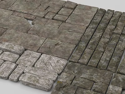 Garden Path Paving With Natural Stone Slabs And Irregular Layout Design 3d model