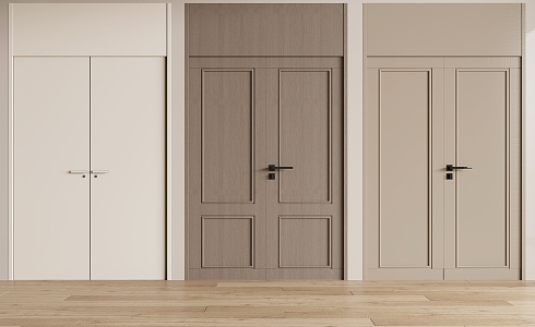 Double door wooden door 3d model