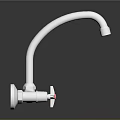 Sleek Polished Chrome Kitchen Faucet With Curved Spout And Round Bases