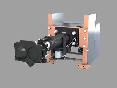 Industrial Equipment Structural Design Featuring Metal Frame Copper Bracket And Black Motor Component 3d model
