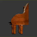 Artistic Orange Wooden Leisure Chair Featuring Unique Hollowed Out Natural Shape Design