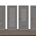 White Hinged Doors With Various Designs Including Glass Panes And Panel Styles 3d model