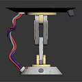 Computer Component With Circular Blue Glowing Pattern Gold Base And Colored Wires