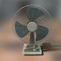 Midea Tabletop Air Cooler Fan With Blue Blades And Metal Grille Control Panel
