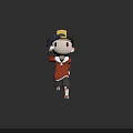 Cartoon Style 3D Character Wearing Red Coat And Hat In Running Pose