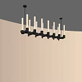 Modern Chandelier Design With Black Frame And Warm Light Tubes On Ceiling 3d model