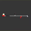Red And White Garden Brush Cutter With Long Metal Shaft Black Handle And Cutting Blade