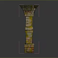 Decorative Stone Pillar Structure With Multicolored Bricks And Ornate Top Design