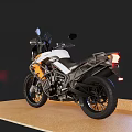 White and Orange Adventure Motorcycle with Modern Design Windshield and Black Accents