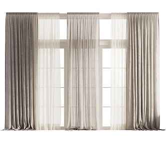 Modern Japanese Curtain Gauze Curtain Dream Curtain Linen Tulle 3d model