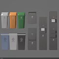 Public Facility Color Coded Trash Bins For Waste Separation With Different Colors And Signs