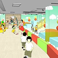 Indoor Children Playground With Colorful Slide Ball Pit Balloons And Kids Playing