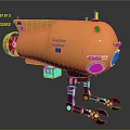 Military Warship Equipped With Orange Deepsea Challenger Submersible And Robotic Legs