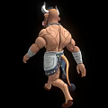 Bull Headed Game Movie Character With Muscular Build Arm Bands Tribal Shorts And Chest Badge