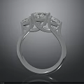 Three Stone Silver Ring With Sparkling Diamonds For Everyday Use