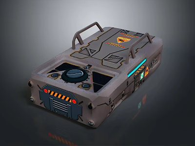 Futuristic Gaming Computer Case With Handle Colorful Accents Cooling Vents And LED Indicators 3d model