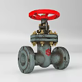 Industrial Valve Equipment Featuring Red Wheel Gray Body And Metal Bolts