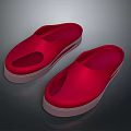 Casual Red Indoor Slippers with White Sole and Simple Comfortable Design
