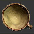 Traditional Ceramic Cup Sculpture With Red Exterior Yellow Interior And Intricate Patterns Handle
