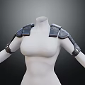 Leather And Metal Shoulder Armor With Arm Guards On Mannequin