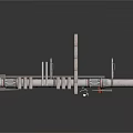 Industrial Equipment With Metal Frame Pipes Radiators And Support Structure