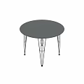 Round Black Marble Veined Coffee Table With Angular Black Metal Legs Design 3d model