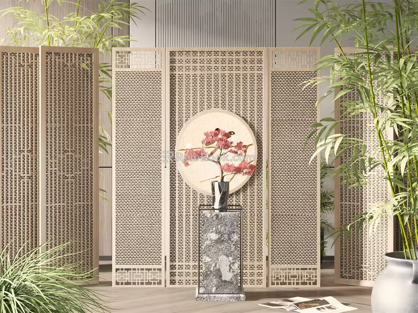 new chinese style screen 3d model