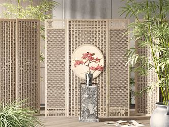 new chinese style screen 3d model