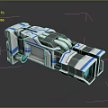 Sci Fi Weapon 3D Model With Blue White Gray Design And Glowing Green Elements 3d model