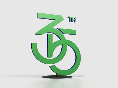 Green 35th Anniversary Logo Featuring 3D Design And Modern Styling Base 3d model
