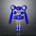 Robot Character Design With Blue White Body Large Mechanical Arms Purple Head And Red Chest
