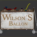 Wilson's Ballon Vendor Cart With Colorful Balloons Metal Frame And Wheels
