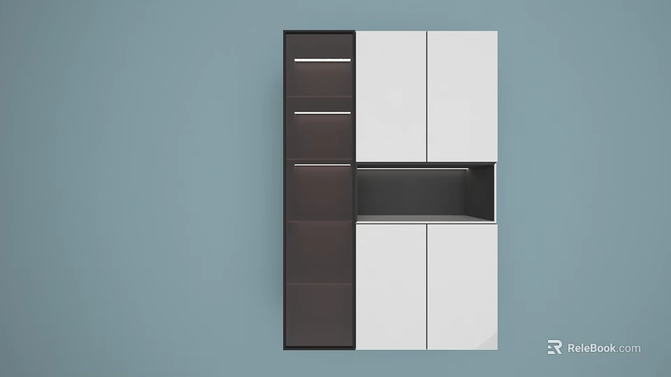 Modern Black and White Sideboard With Drawers And Cabinet Doors 3d model 