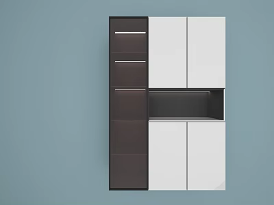 Modern Black and White Sideboard With Drawers And Cabinet Doors 3d model