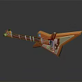 Orange Triangular Body Electric Bass Guitar With Unique Design And Metal Components
