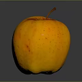 Fresh Ripe Orange Apple With Red Speckles And Stem On Dark Surface