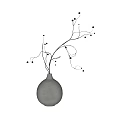 Minimalist Ornament Decoration Set With Gray Vase Curved Branches And Black Berries