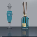 Elegant Blue Glass Vase With Decorative Lid And Reed Diffuser Bottle For Home Decor
